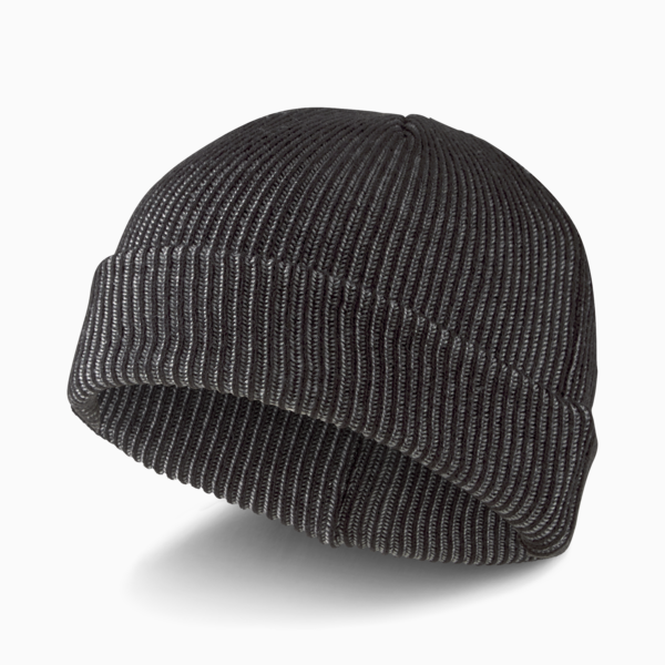 Ribbed Fisherman Beanie, Puma Black-Medium Gray Heather, large-ZAF