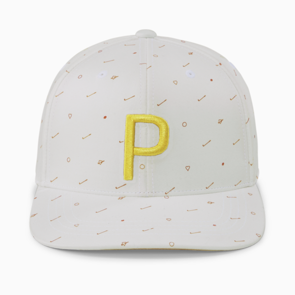 Love Golf P Snapback Men's Golf Cap, Bright White-Mustard Seed, large-ZAF