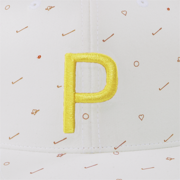 Love Golf P Snapback Men's Golf Cap, Bright White-Mustard Seed, large-ZAF