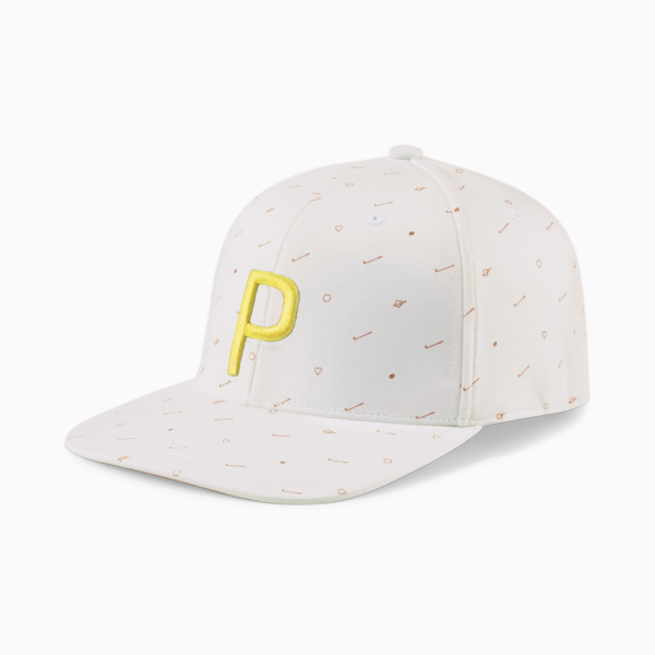 Love Golf P Snapback Men's Golf Cap, Bright White-Mustard Seed, large-ZAF