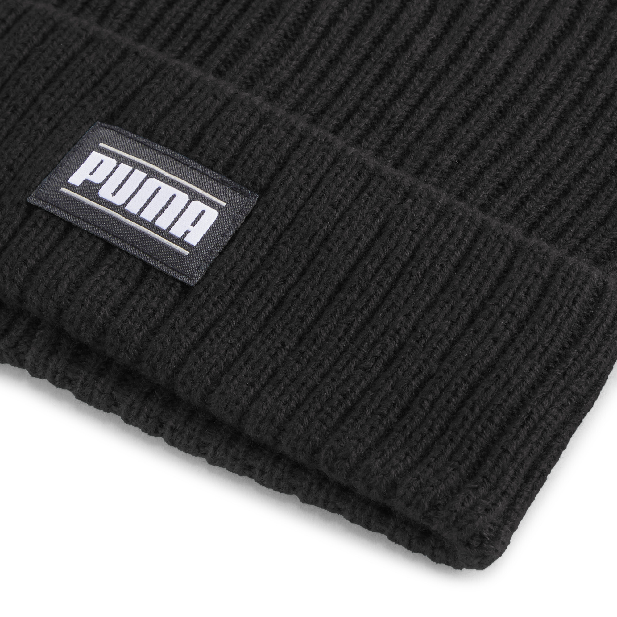 Puma Classic Cuff Ribbed Beanie Hat, Black, Size Adult, Accessories