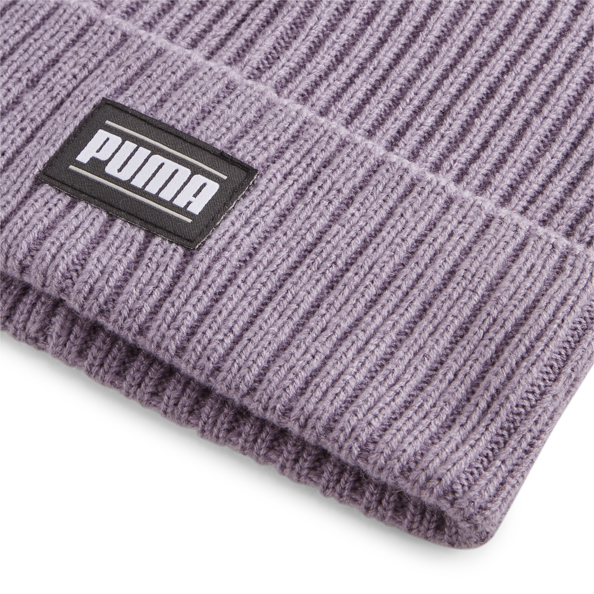 Puma Classic Cuff Ribbed Beanie Hat, Purple, Size Adult, Accessories