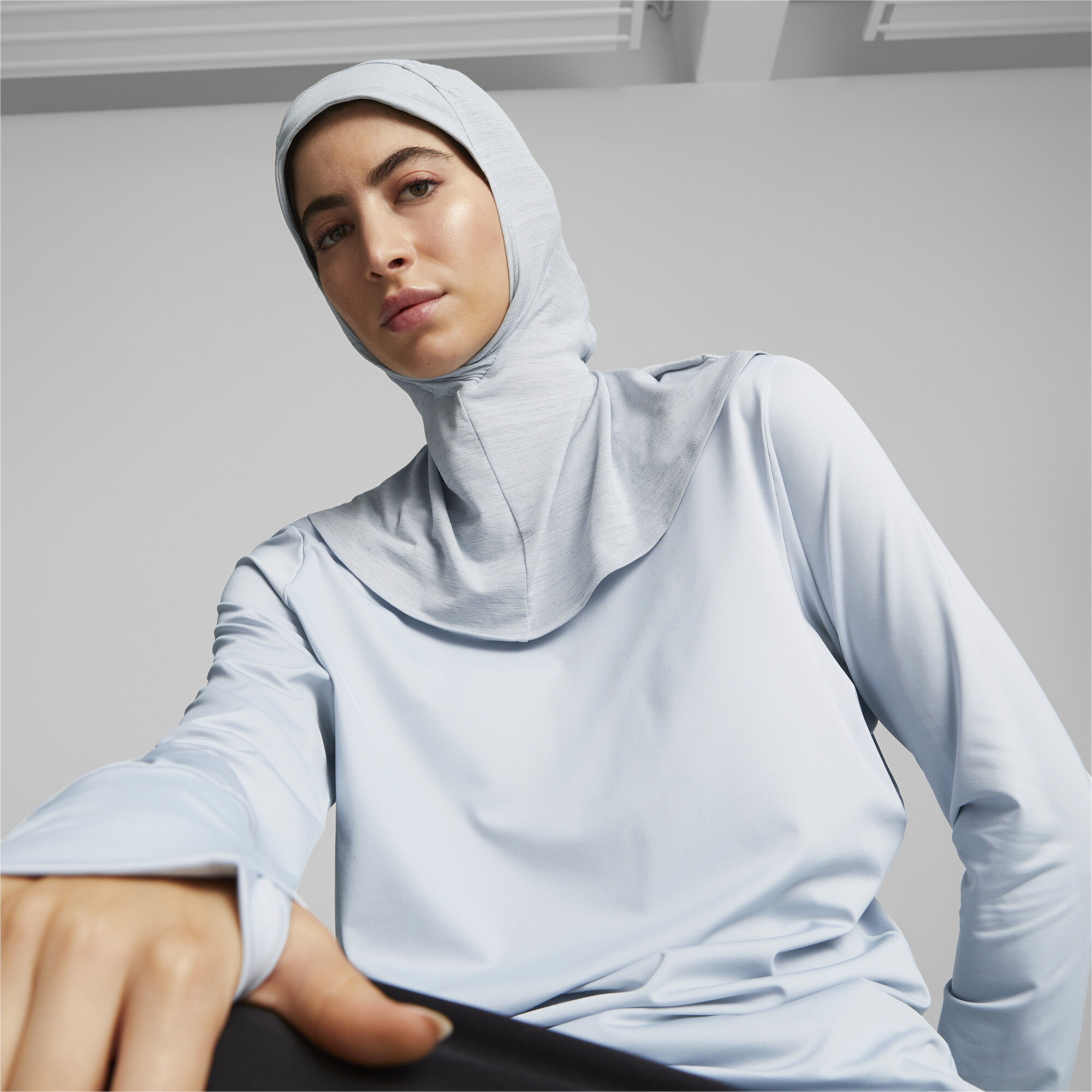 Women's PUMA Sports Running Hijab In 30 - Gray, Size Medium