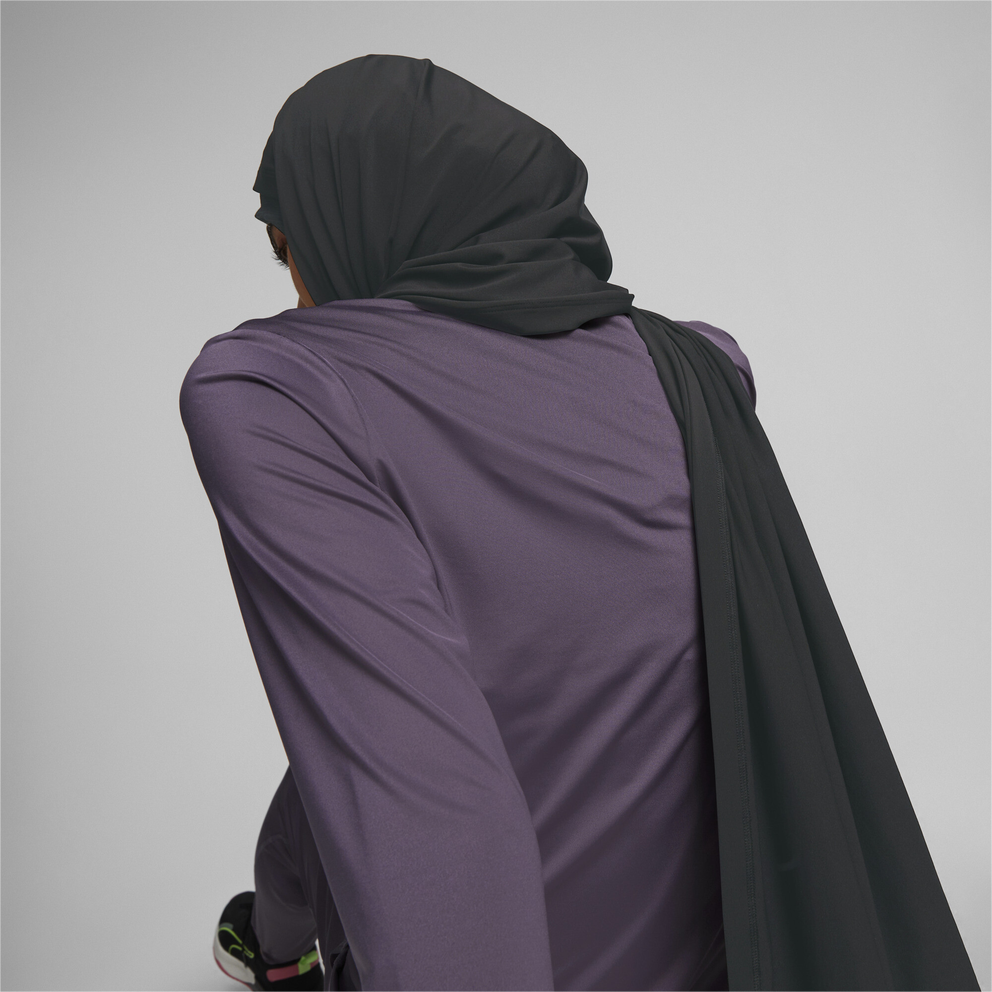 Women's PUMA Running Hijab Scarf In 10 - Black, Size Adult