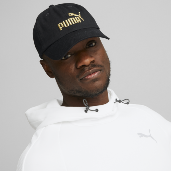 Essentials No.1 Cap, PUMA Black-Gold No1 Logo, large-ZAF