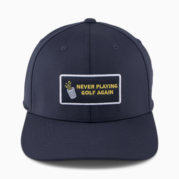 Never Playing Golf Again Golf Cap, Navy Blazer-White Glow, large-ZAF
