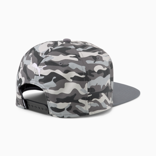 PUMA Flat Brim Cap, PUMA Black-Cool Light Gray-Cool Mid Gray-AOP, large-ZAF