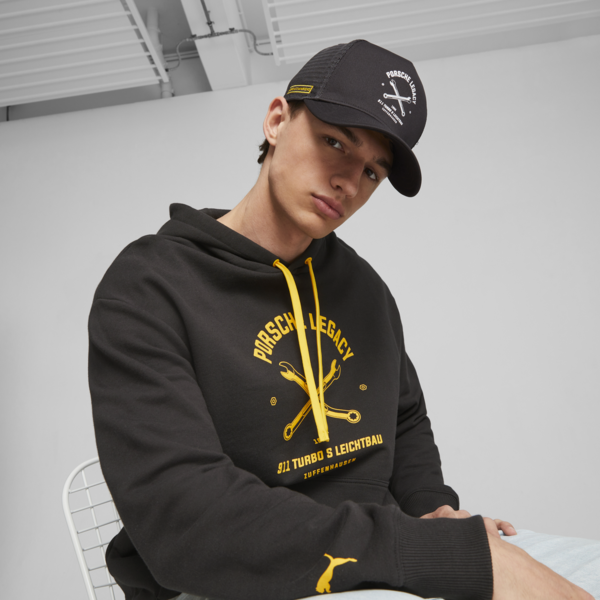 Porsche Legacy Garage Crew Trucker Cap, PUMA Black, large-ZAF