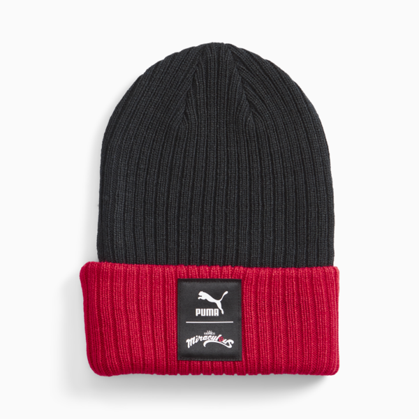 PUMA x MIRACULOUS Youth Beanie, PUMA Black-AOP, large-ZAF