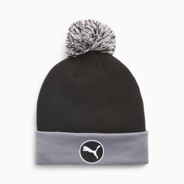 WRMLBL Men's Golf Removable Pom Beanie, PUMA Black-Slate Sky, large-ZAF