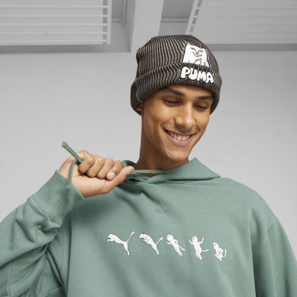 PUMA x RIPNDIP Beanie, PUMA Black-Eucalyptus, large-ZAF