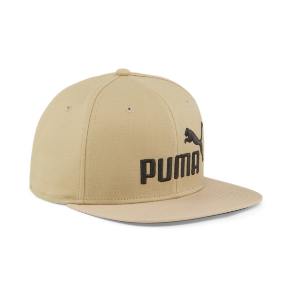 Essentials Flat Brim Cap, Prairie Tan-PUMA Black, large-ZAF