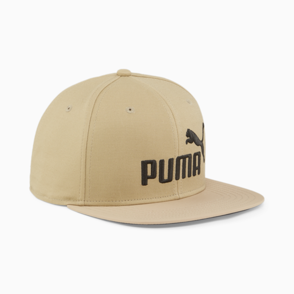 Essentials Flat Brim Cap, Prairie Tan-PUMA Black, large-ZAF