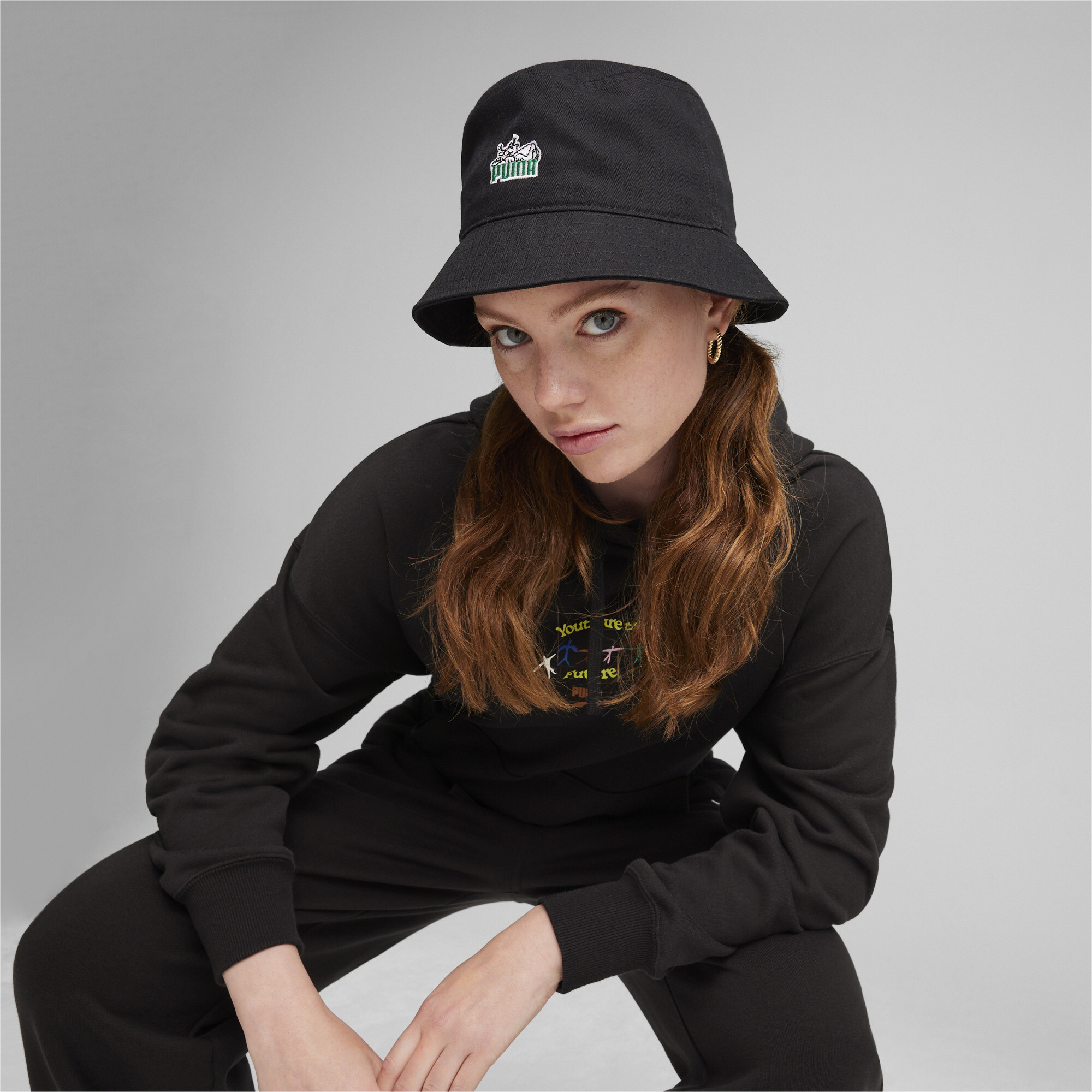 Women's PUMA Skate Bucket Hat In 10 - Black, Size Large
