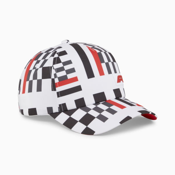 F1 Graphic Baseball Cap, PUMA White-AOP, large-MEX