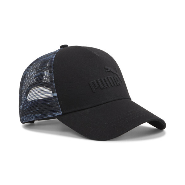 ESS Academy All-Over Print Trucker Cap, Puma Black-AOP Mesh, swatch-ZAF