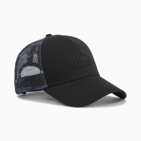 ESS Academy All-Over Print Trucker Cap, Puma Black-AOP Mesh, large-ZAF