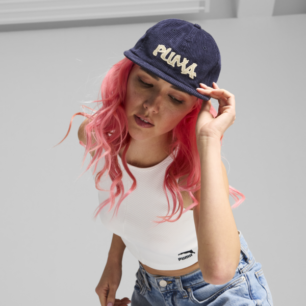 Gorra skater de corderoy con visera plana, Club Navy, large-MEX