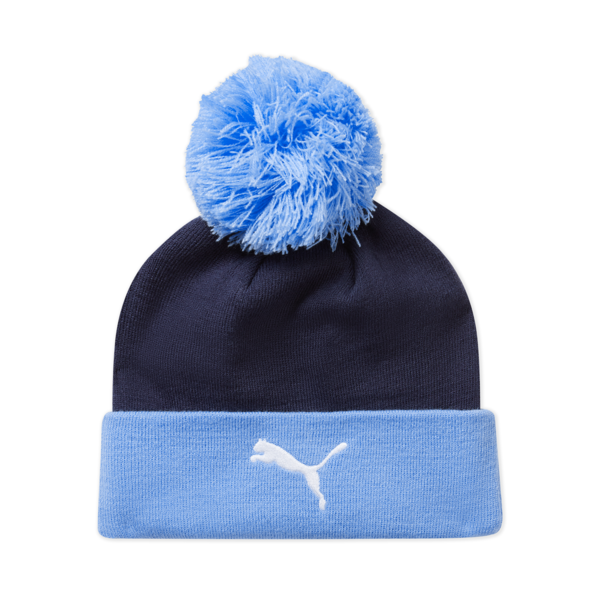 Manchester City ftblESSENTIALS Pom Pom Beanie, PUMA Navy-Team Light Blue, large-ZAF