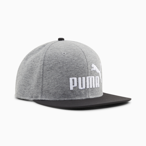 Essentials No. 1 Flatbrim Cap, Medium Gray Heather-PUMA Black, large-ZAF