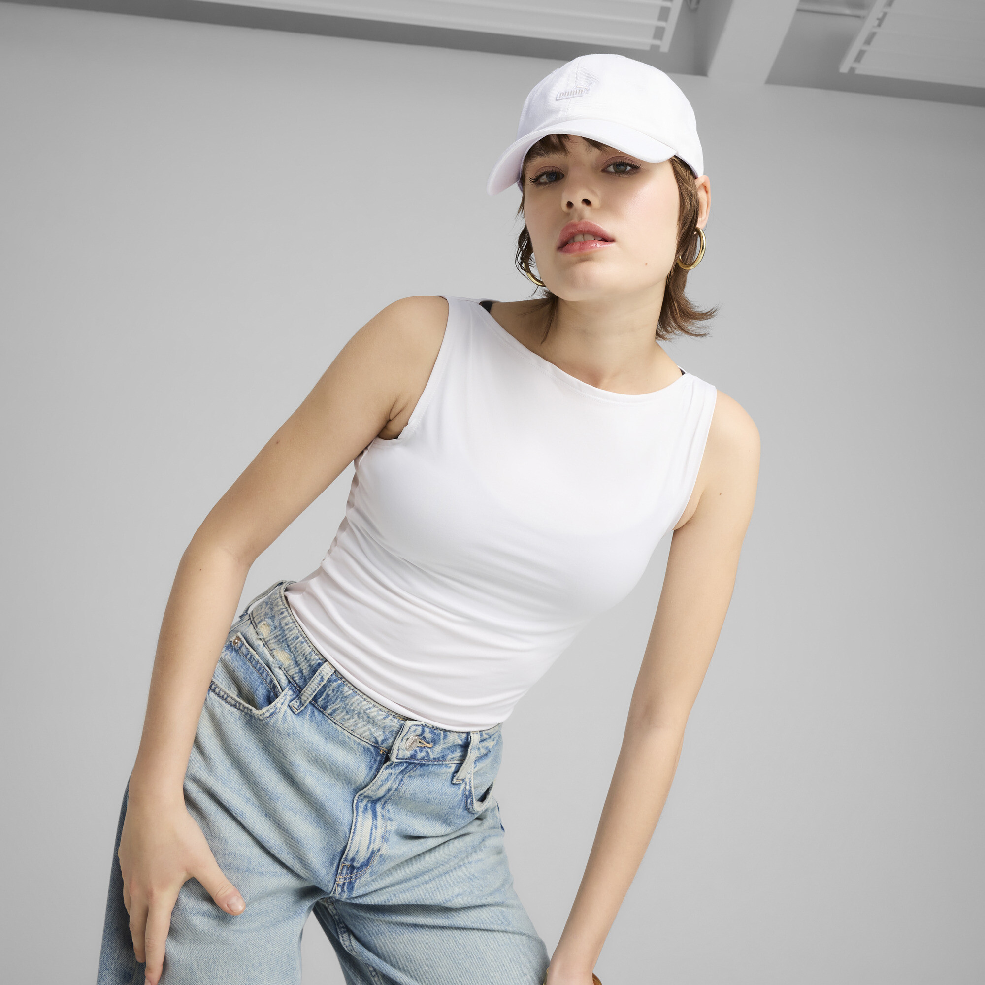 PUMA ESS No.1 Logo baseballpet met patch, Wit, Maat S thumbnail 4