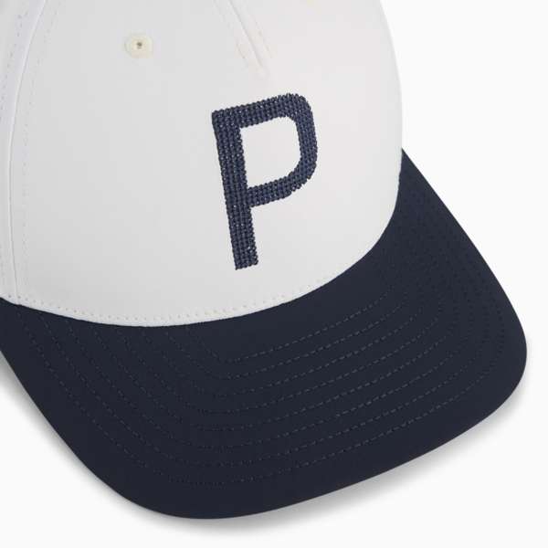 Gorra con visera Crafted P Golf para hombre, Warm White-Deep Navy, large-MEX
