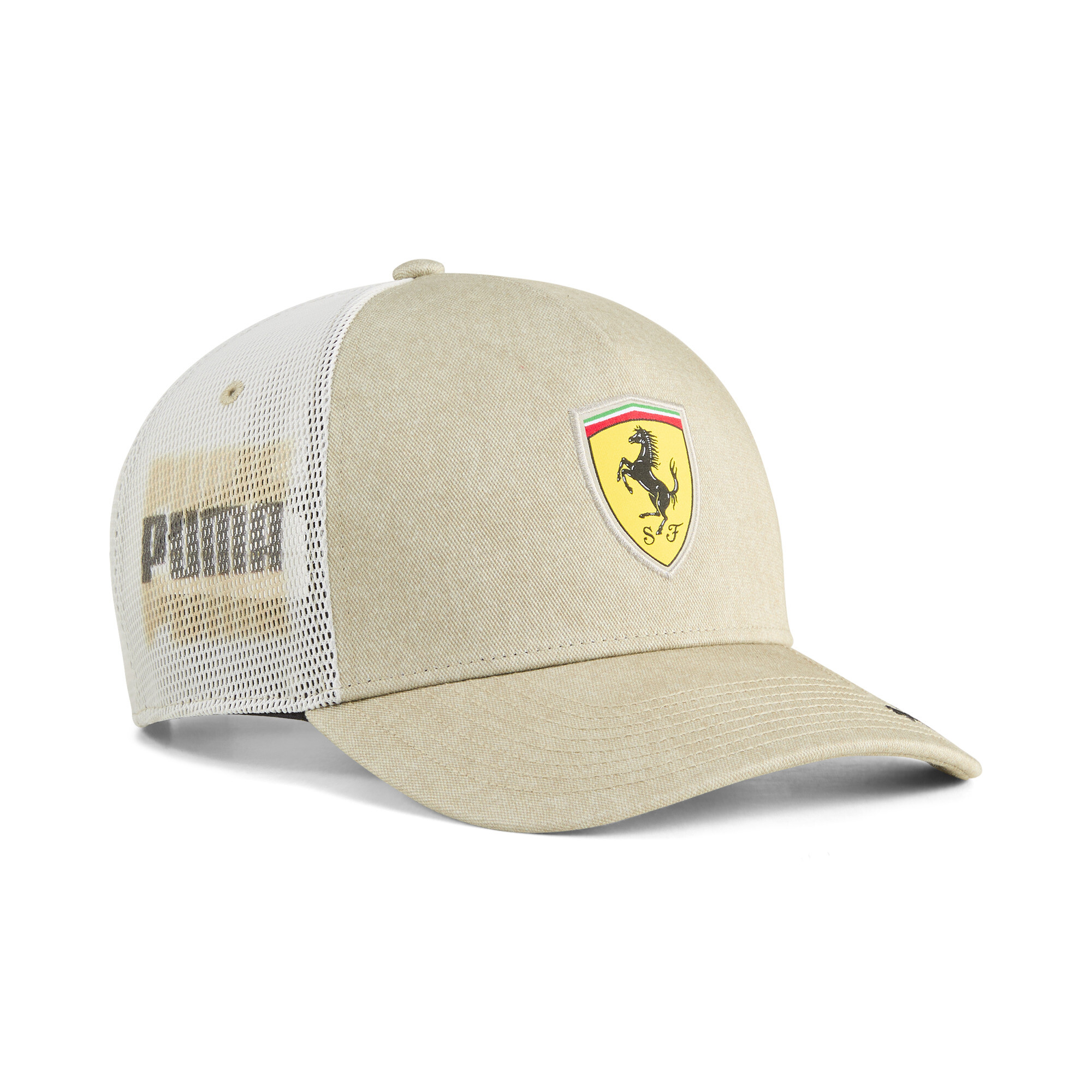 Puma Scuderia Ferrari Desert Sun Trucker Cap, Beige, Size Adult, Accessories