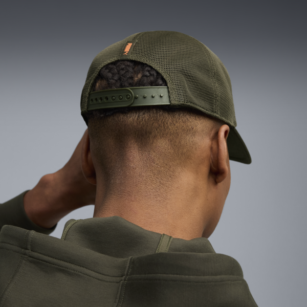 Gorra con tejido de malla PUMA x HYROX, Dark Olive-Glowing Orange, large-MEX