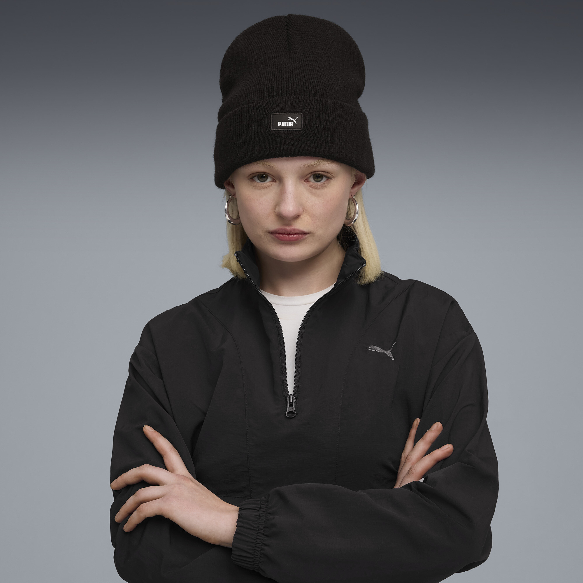 PUMA Essentials beanie met middelhoge kroon, Zwart thumbnail 4