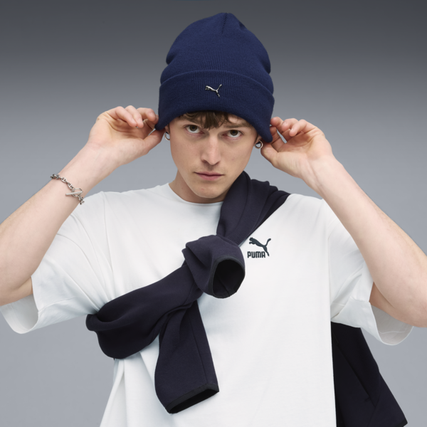Metal PUMA CAT High Crown Beanie, PUMA Navy, large-ZAF