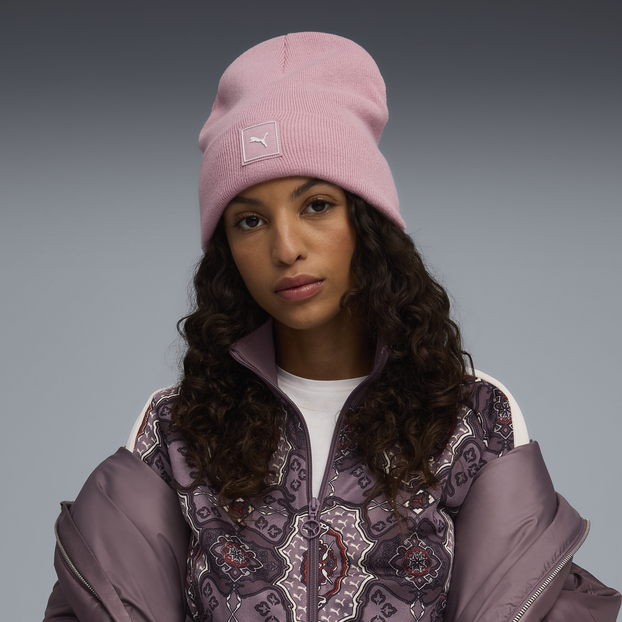 PUMA Wardrobe Essentials Beanie met hoge kruin, Roze thumbnail 4