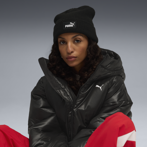 Essentials High Crown Beanie, PUMA Black, large-ZAF