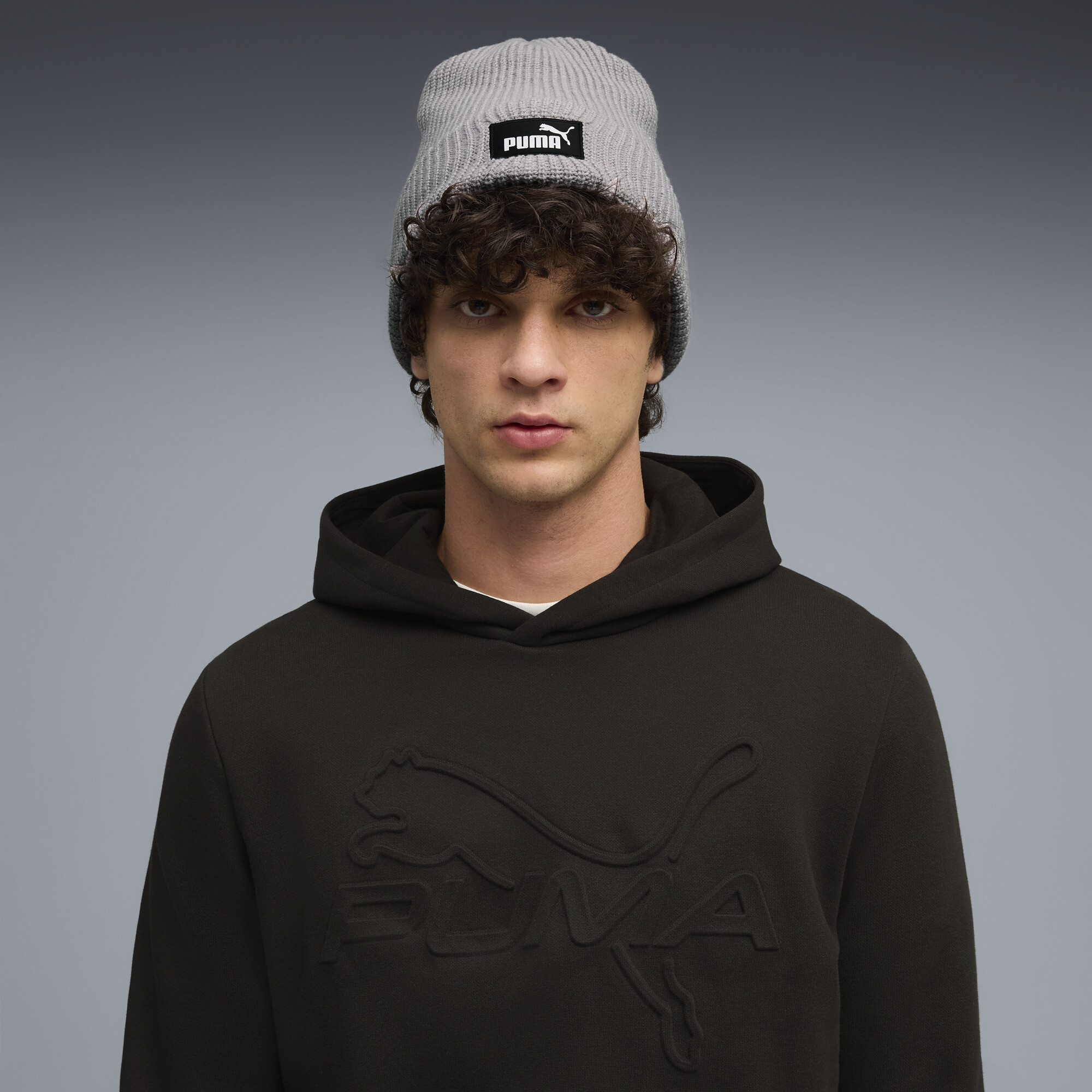 PUMA Premium Essentials beanie met hoge kroon, Grijs thumbnail 4