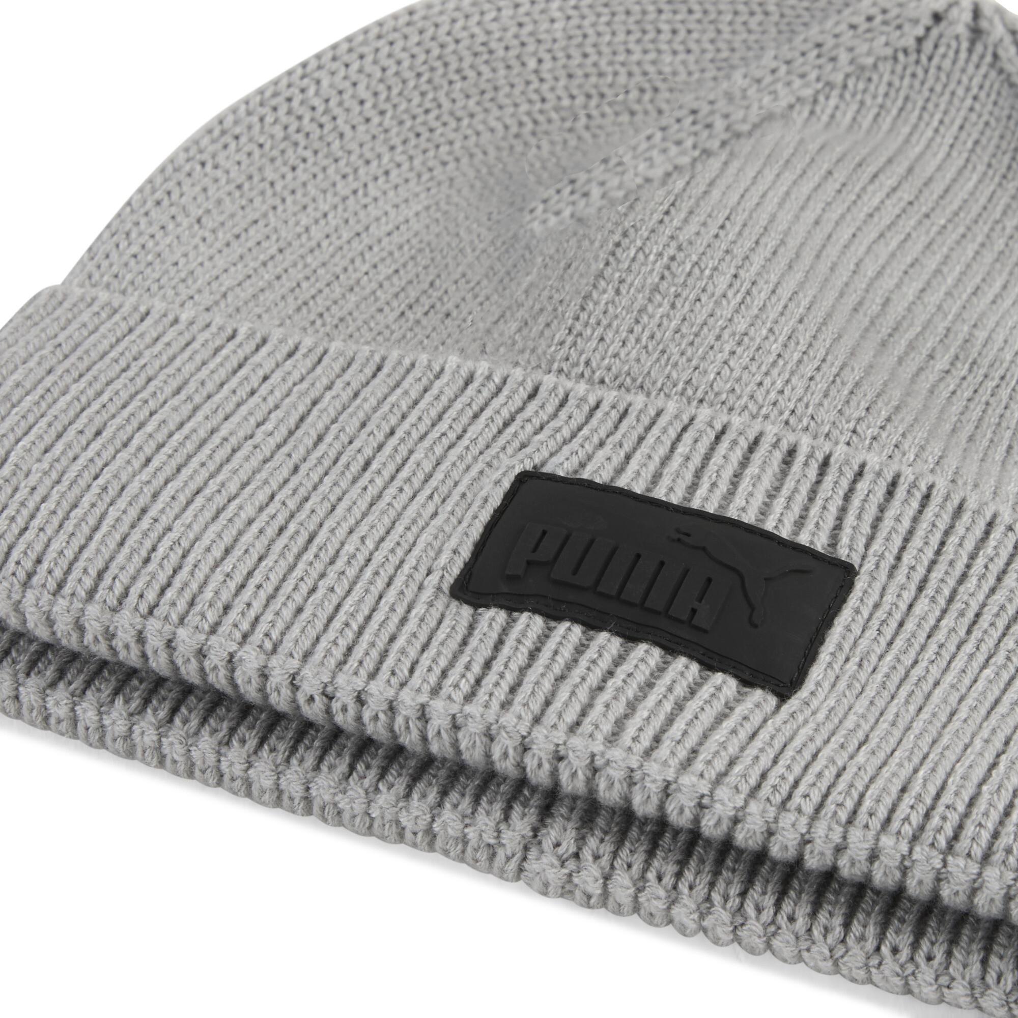 PUMA Essentials Elevated beanie met rubberen patch en lage kruin, Grijs thumbnail 2
