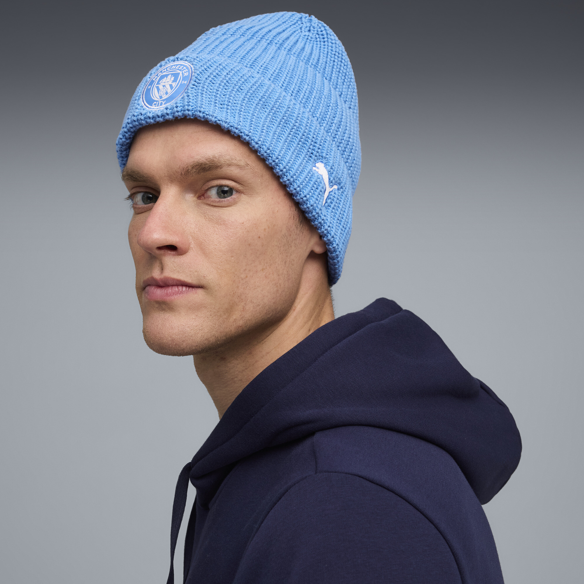 PUMA Manchester City Essentials beanie uniseks, Blauw/Wit thumbnail 4