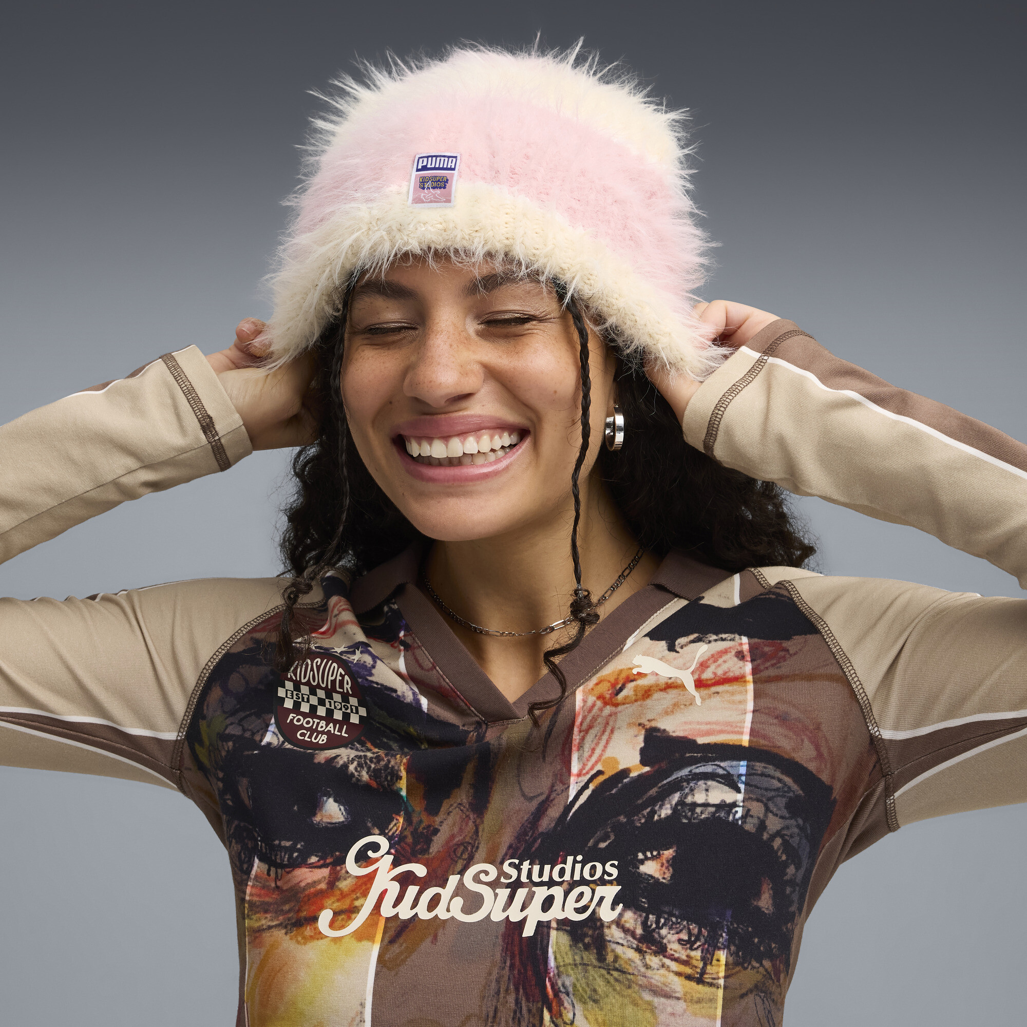 PUMA x KIDSUPER beanie met hoge kroon, Roze thumbnail 4
