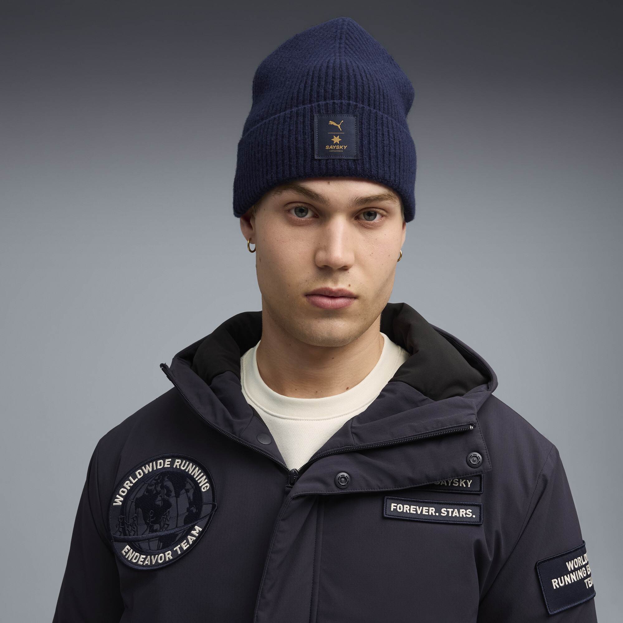PUMA x SAYSKY beanie van merinowol, Blauw thumbnail 4