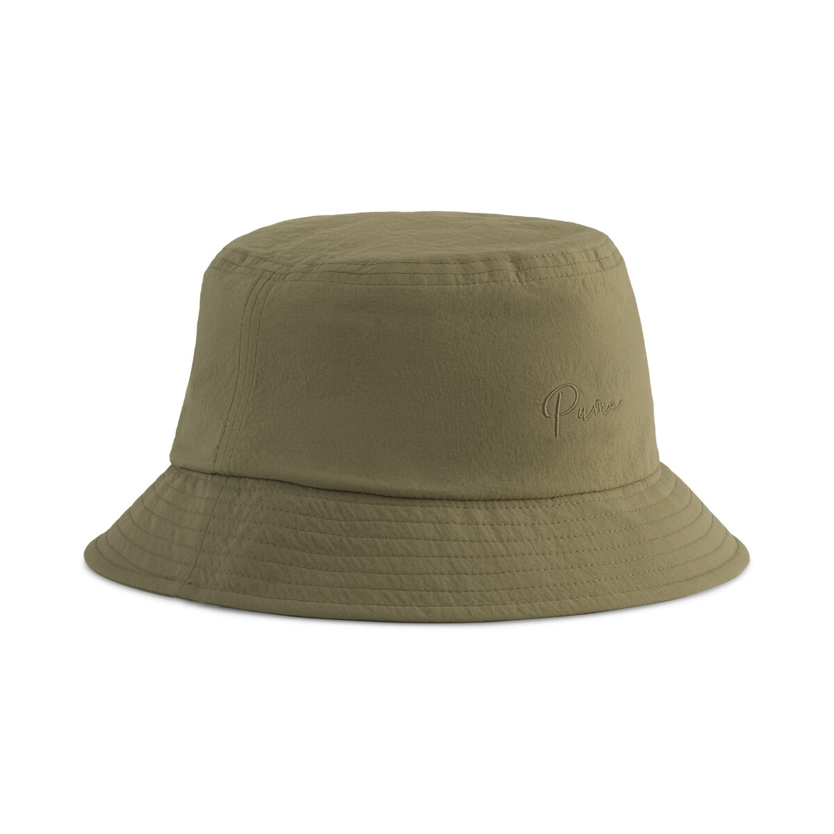 Premium Essentials Script Bucket Hat in Olive by PUMA, Small