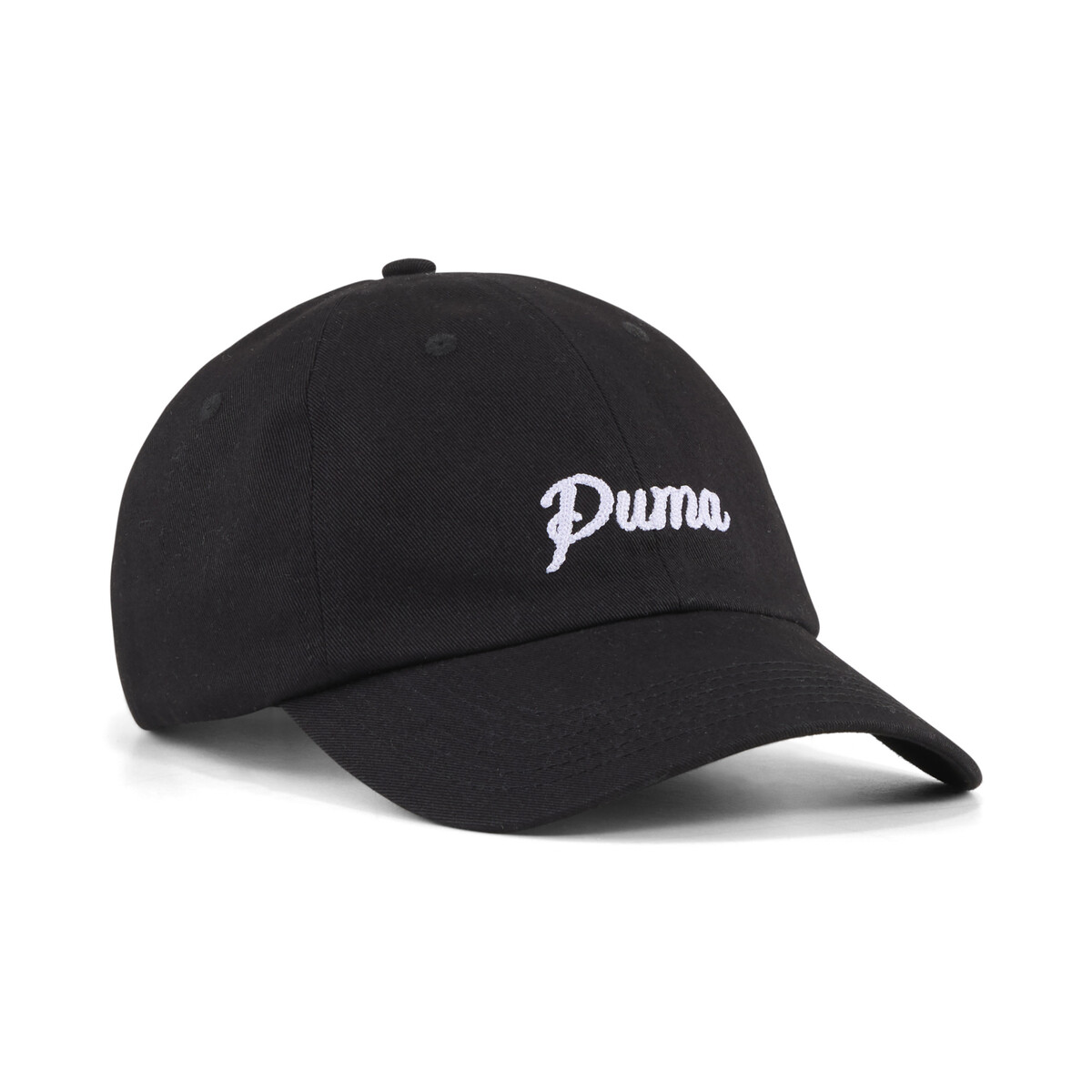 Essentials Script Dad Cap in Black by PUMA, One Size