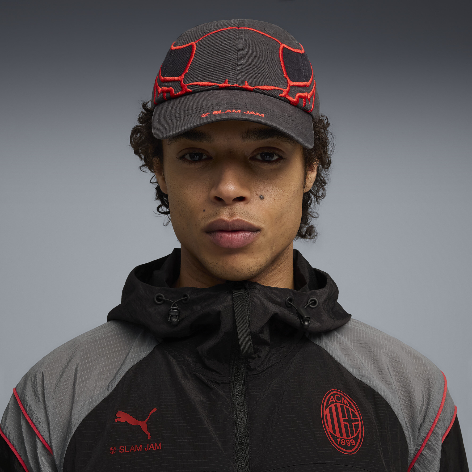 PUMA AC MILAN x SLAM JAM pet, Zwart/Rood thumbnail 4