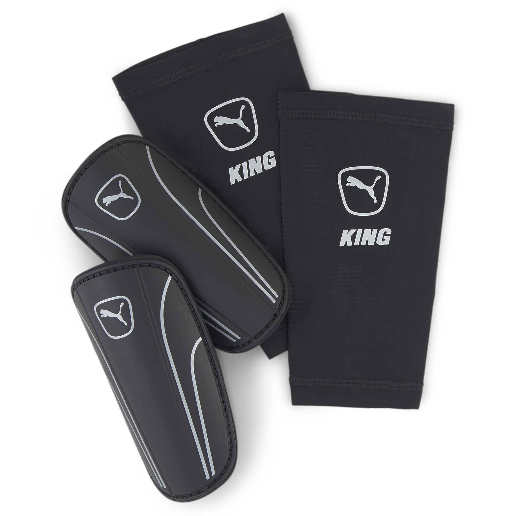 Puma King Sleeve Football Shin Guards, Black, Size M, Accessories