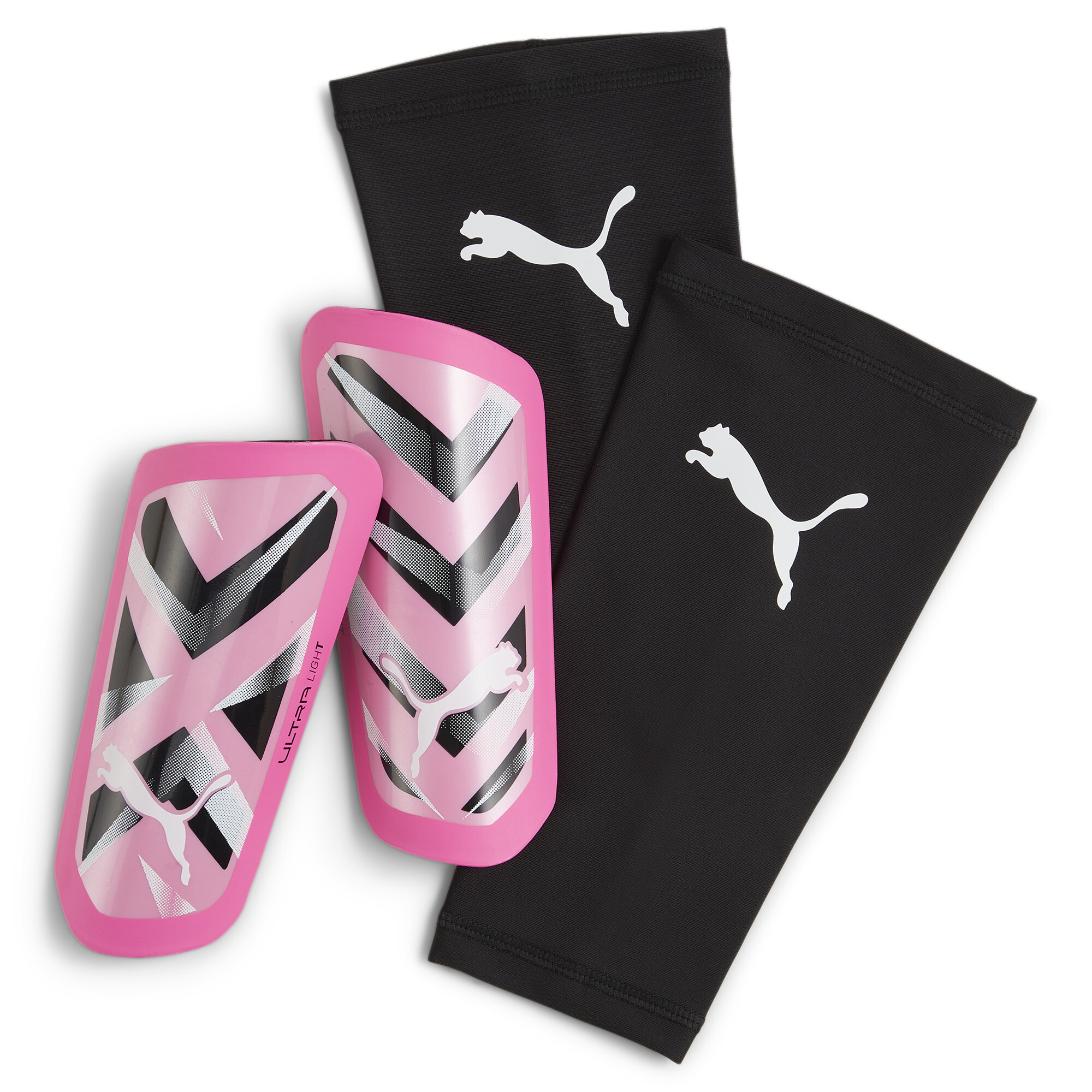 Puma ULTRA Light Sleeve Football Shin Guards, Pink, Size M, Accessories