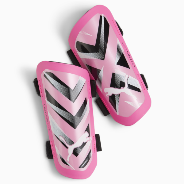 ULTRA Light Strap Football Shin Guards, Poison Pink-PUMA White-PUMA Black, large-ZAF