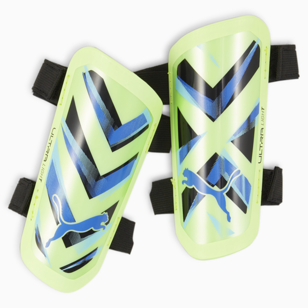 ULTRA Light Strap Football Shin Guards, Fizzy Apple-Bluemazing, large-ZAF