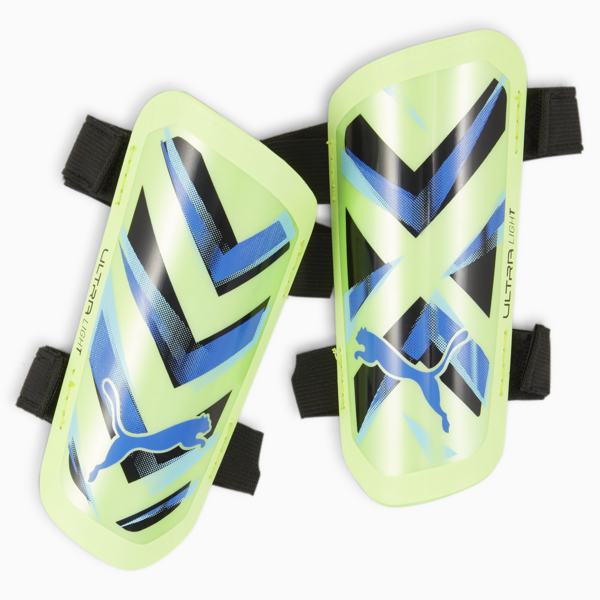 ULTRA Light Strap Football Shin Guards, Fizzy Apple-Bluemazing, swatch-ZAF