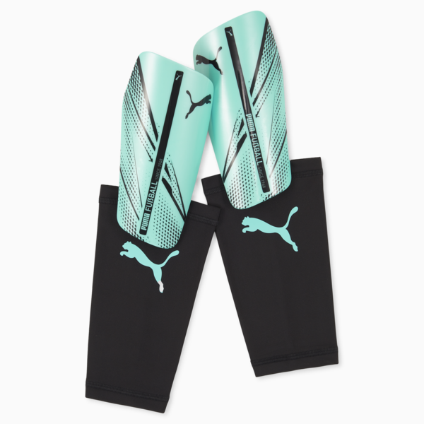 Espinilleras de fútbol ATTACANTO, Electric Peppermint-PUMA Black, large-MEX