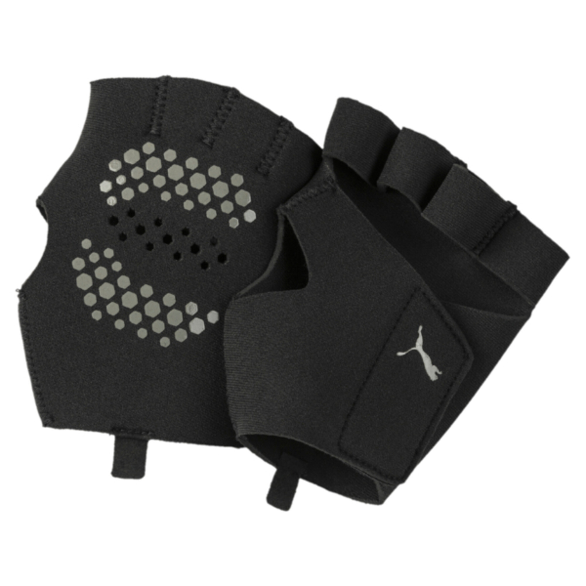 Men's PUMA Essential Premium Grip Cut Fingered Training Gloves In 10 - Black, Size Small