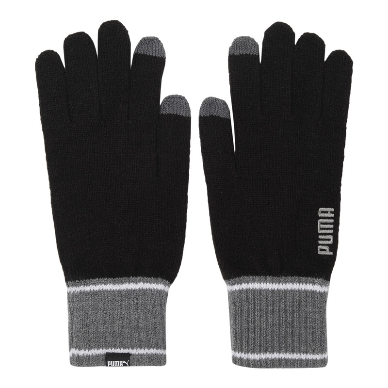 PUMA Knit Winter Gloves in Black/Gray size S