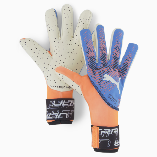 ULTRA Ultimate 1 Negative Cut Football Goalkeeper's Gloves, Ultra Orange-Blue Glimmer, large-ZAF