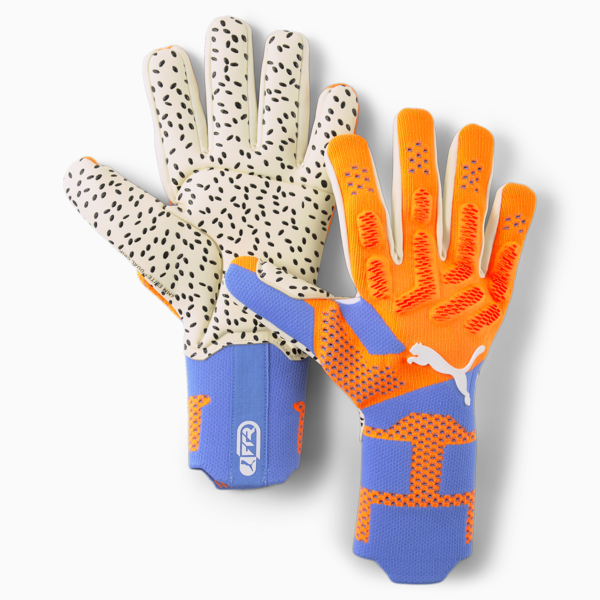 FUTURE Ultimate Negative Cut Football Goalkeeper Gloves, Ultra Orange-Blue Glimmer, large-ZAF